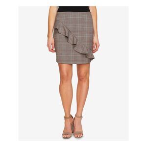 CECE Womens Black Ruffled Glen Plaid Above The Knee Wear To Work Skirt 10